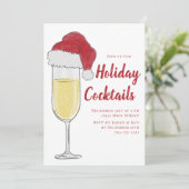 Weihnachtscocktail Party Champagne Prosecco Einladung (Stehend Vorderseite)