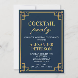 Weihnachtscocktail Party Dinner Navy Gold Einladung