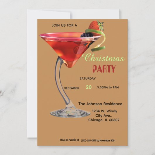 Weihnachtscocktail-Party Einladung (Vorderseite)