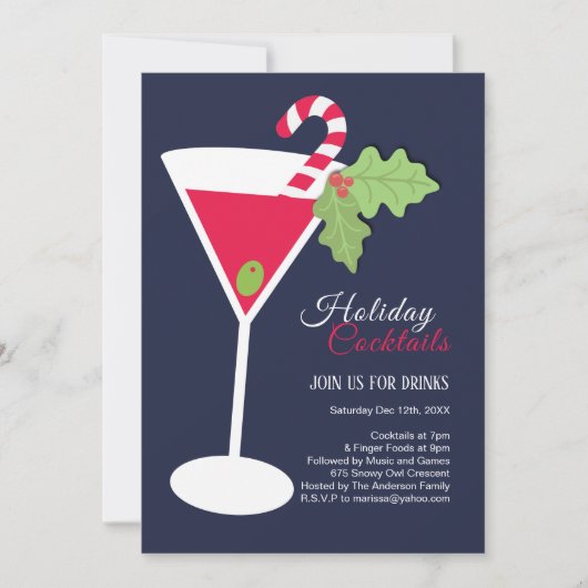Weihnachtscocktail-Party Einladung (Vorderseite)