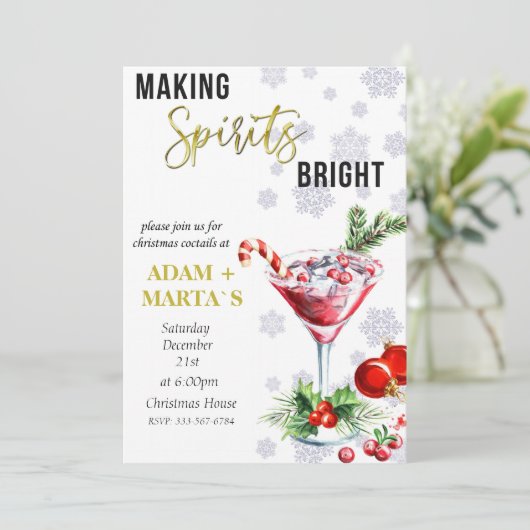 Weihnachtscocktail-Party Einladung (Stehend Vorderseite)