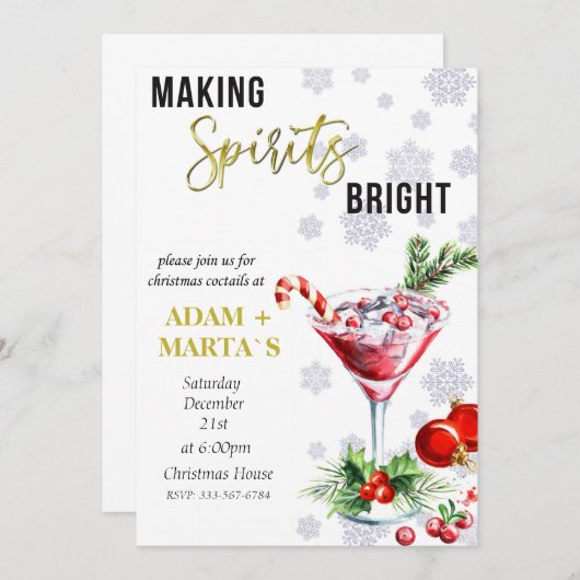 Weihnachtscocktail-Party Einladung (Vorne/Hinten)