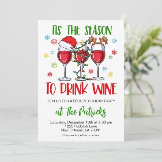 Weihnachtscocktail-Party Einladung (Stehend Vorderseite)