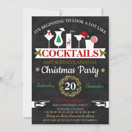 Weihnachtscocktail-Party Einladung (Vorderseite)