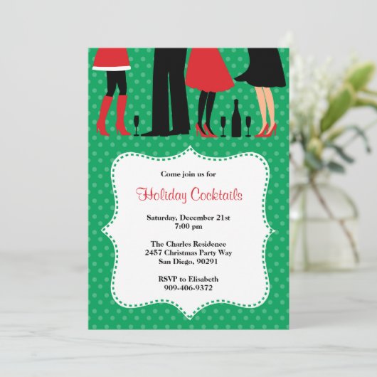 Weihnachtscocktail-Party Einladung (Stehend Vorderseite)