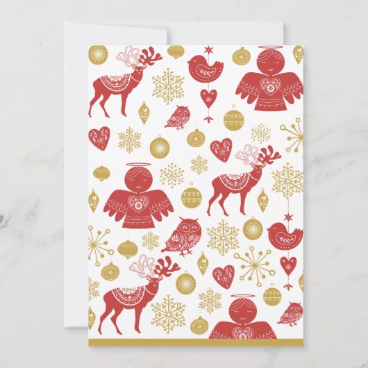 Weihnachtscocktail Party Einladung Gold Red Nordic (Rückseite)