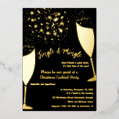 Weihnachtscocktail Party Einladung Gold und Schwar (Vorderseite)