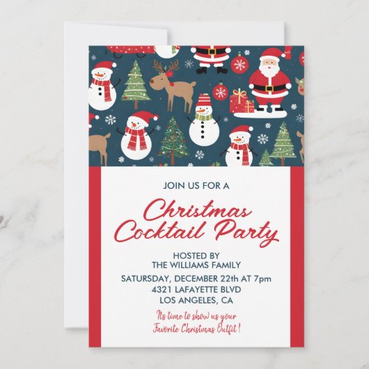 Weihnachtscocktail Party Einladung Hirsch santa (Vorderseite)