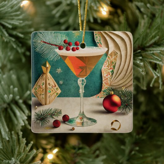 Weihnachtscocktail Party Happy Hour Keramikornament (Baum)