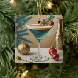 Weihnachtscocktail Party Happy Hour Keramikornament