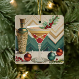 Weihnachtscocktail Party Happy Hour Keramikornament