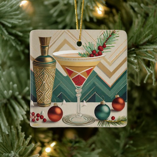 Weihnachtscocktail Party Happy Hour Keramikornament (Baum)