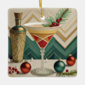 Weihnachtscocktail Party Happy Hour Keramikornament (Vorderseite)
