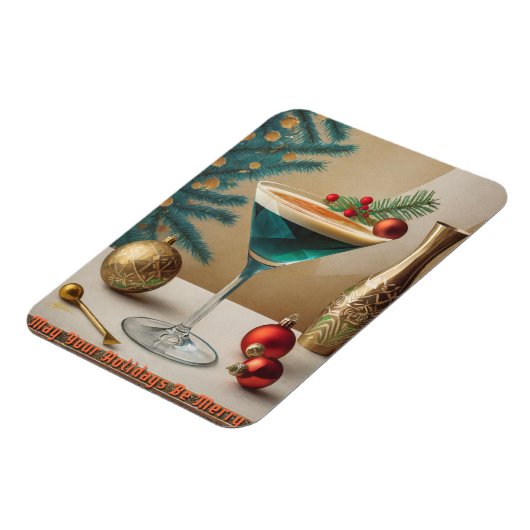 Weihnachtscocktail Party Happy Hour Magnet (Linke Seite)