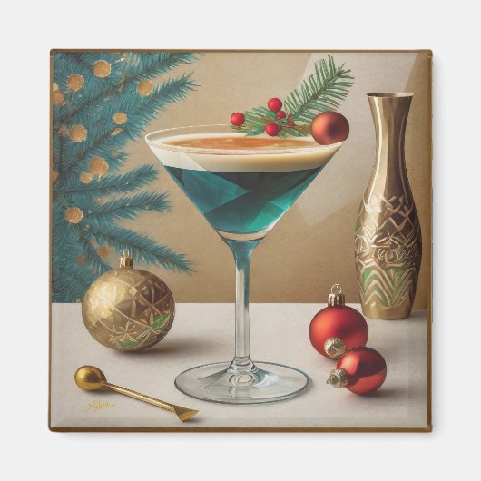 Weihnachtscocktail Party Happy Hour Magnet (Vorne)