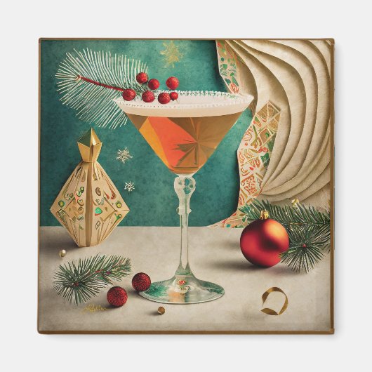 Weihnachtscocktail Party Happy Hour Magnet (Vorne)