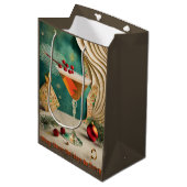 Weihnachtscocktail Party Happy Hour Mittlere Geschenktüte (Vorderseite Schrägansicht)