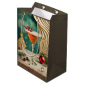 Weihnachtscocktail Party Happy Hour Mittlere Geschenktüte (Rückseite Schrägansicht)