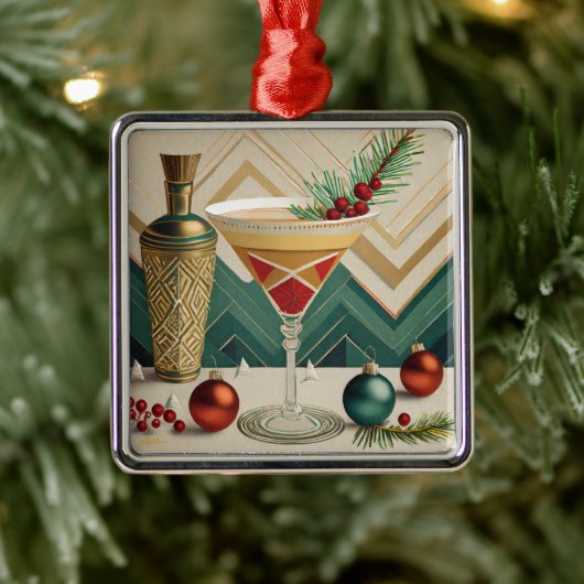 Weihnachtscocktail Party Happy Hour Ornament Aus Metall (Baum)