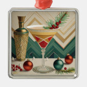 Weihnachtscocktail Party Happy Hour Ornament Aus Metall (Vorne)