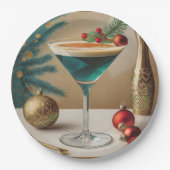 Weihnachtscocktail Party Happy Hour Pappteller (Vorderseite)