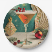 Weihnachtscocktail Party Happy Hour Pappteller (Vorderseite)
