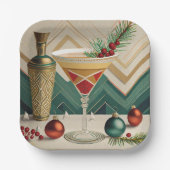 Weihnachtscocktail Party Happy Hour Pappteller (Vorderseite)