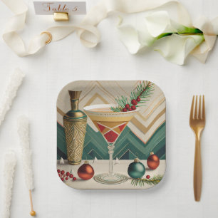 Weihnachtscocktail Party Happy Hour Pappteller