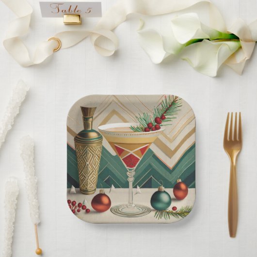 Weihnachtscocktail Party Happy Hour Pappteller (Hochzeit)