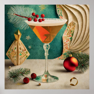 Weihnachtscocktail Party Happy Hour Poster