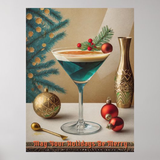 Weihnachtscocktail Party Happy Hour Poster (Vorne)