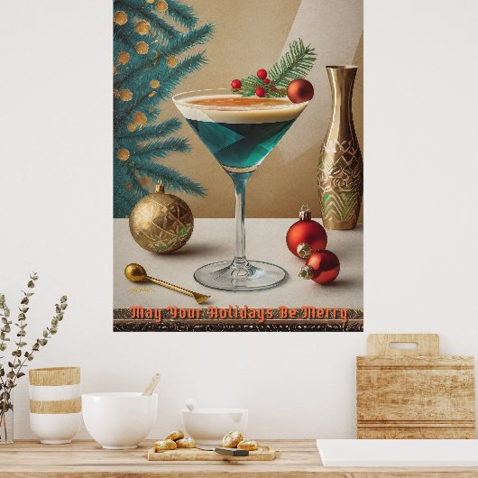 Weihnachtscocktail Party Happy Hour Poster (Küche)