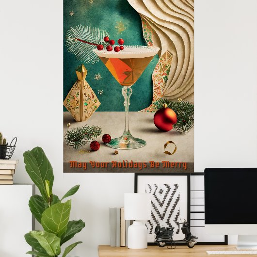 Weihnachtscocktail Party Happy Hour Poster (Heimbüro)