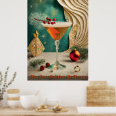 Weihnachtscocktail Party Happy Hour Poster (Küche)