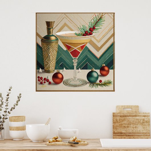 Weihnachtscocktail Party Happy Hour Poster (Küche)