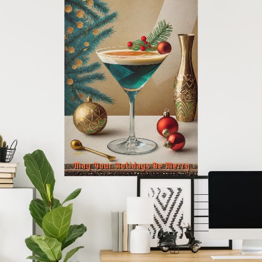 Weihnachtscocktail Party Happy Hour Poster (Heimbüro)