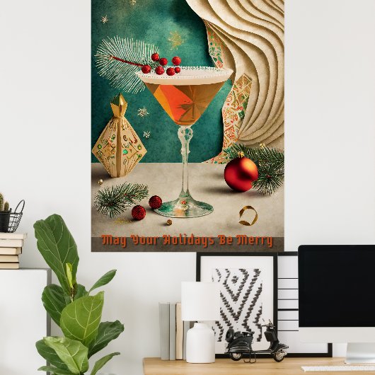 Weihnachtscocktail Party Happy Hour Poster (Heimbüro)