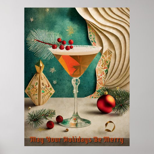 Weihnachtscocktail Party Happy Hour Poster (Vorne)