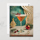 Weihnachtscocktail Party Happy Hour Postkarte (Vorne/Hinten)