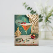 Weihnachtscocktail Party Happy Hour Postkarte (Stehend Vorderseite)