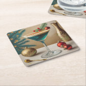 Weihnachtscocktail Party Happy Hour Rechteckiger Pappuntersetzer (angewinkelt)