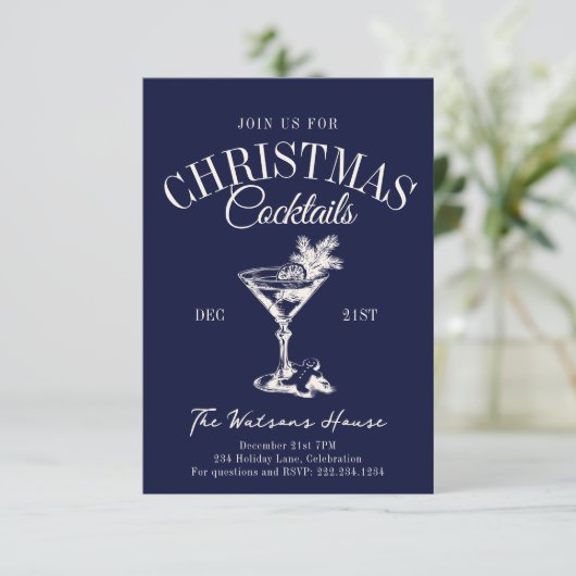 Weihnachtscocktail Party Holiday Social Club Einladung (Stehend Vorderseite)