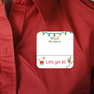 Weihnachtscocktail Party Name Abzeichen Tag Quadratischer Aufkleber