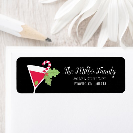 Weihnachtscocktail Party Rücksendeadressen-Aufkleb (Insitu)