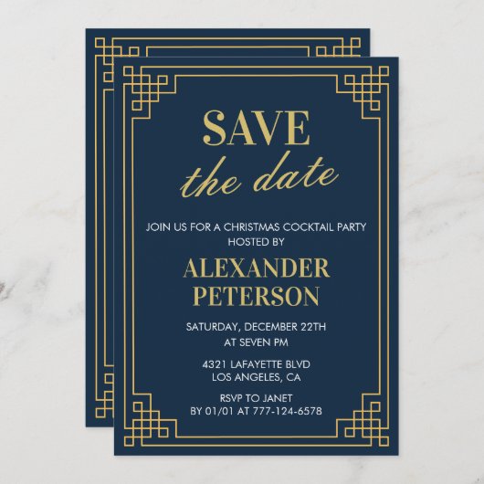 Weihnachtscocktail Party Save the Date Marine einl Einladung (Vorne/Hinten)