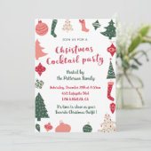 Weihnachtscocktail Party Weihnachtsmuster Einladung (Stehend Vorderseite)