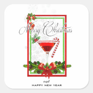 Weihnachtscocktail Quadratischer Aufkleber