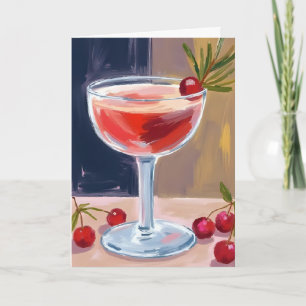 Weihnachtscocktail   Rote Beeren Tannen Merry Feiertagskarte