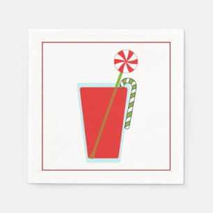 Weihnachtscocktail-Serviette mit Martini-Olive Serviette