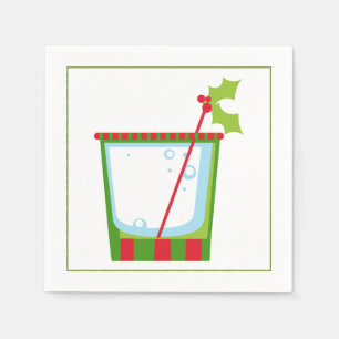 Weihnachtscocktail-Serviette mit Martini-Olive Serviette